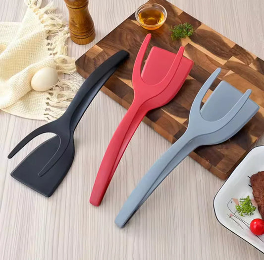 2 in 1 Silicone Grip and Flip Spatula Tongs