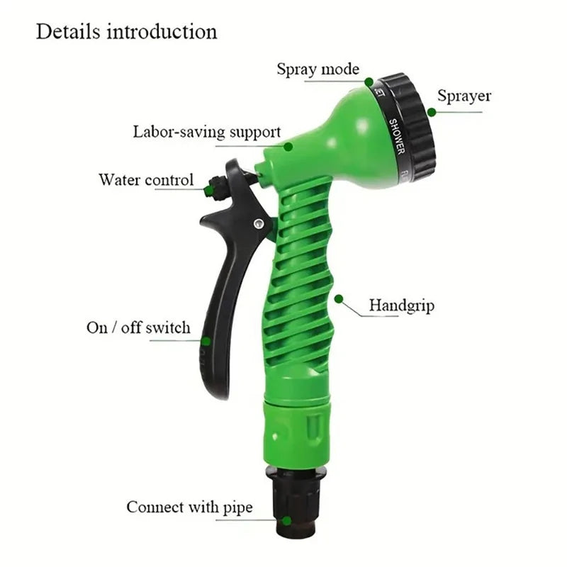 Retractable Magic Hose High Pressure Car Wash Water Gun Garden